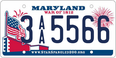 MD license plate 3AA5566