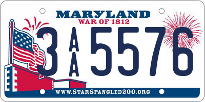 MD license plate 3AA5576