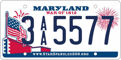 MD license plate 3AA5577