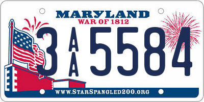 MD license plate 3AA5584