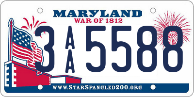 MD license plate 3AA5588