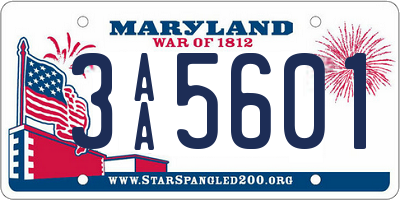 MD license plate 3AA5601