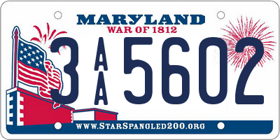 MD license plate 3AA5602