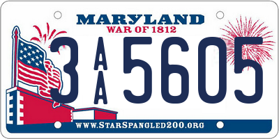 MD license plate 3AA5605