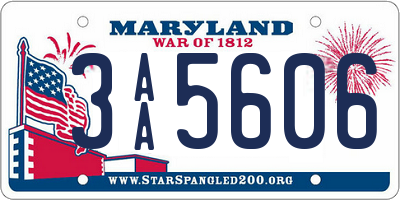 MD license plate 3AA5606