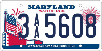 MD license plate 3AA5608