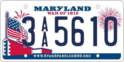 MD license plate 3AA5610