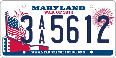 MD license plate 3AA5612