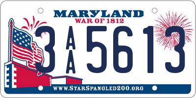 MD license plate 3AA5613