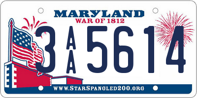 MD license plate 3AA5614