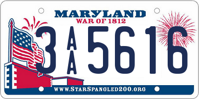 MD license plate 3AA5616