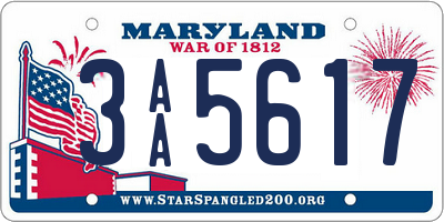 MD license plate 3AA5617