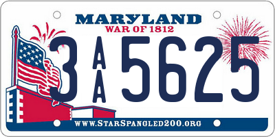 MD license plate 3AA5625