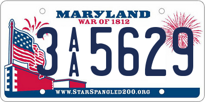 MD license plate 3AA5629