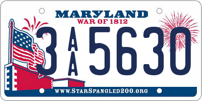 MD license plate 3AA5630