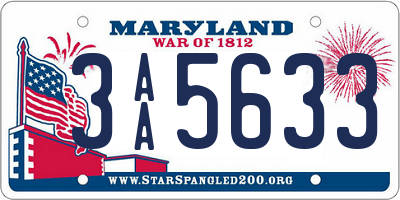 MD license plate 3AA5633