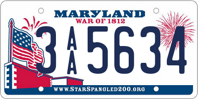 MD license plate 3AA5634