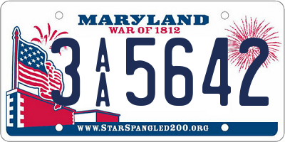 MD license plate 3AA5642