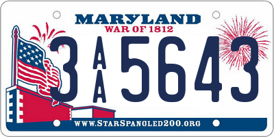 MD license plate 3AA5643