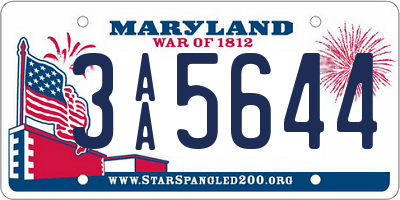 MD license plate 3AA5644