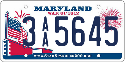 MD license plate 3AA5645