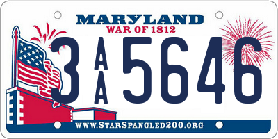 MD license plate 3AA5646