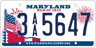 MD license plate 3AA5647