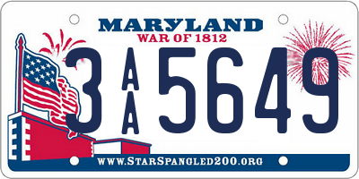 MD license plate 3AA5649