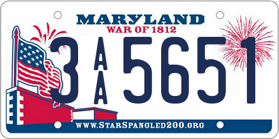 MD license plate 3AA5651