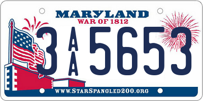 MD license plate 3AA5653