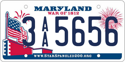 MD license plate 3AA5656