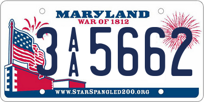 MD license plate 3AA5662