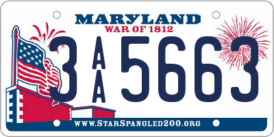 MD license plate 3AA5663