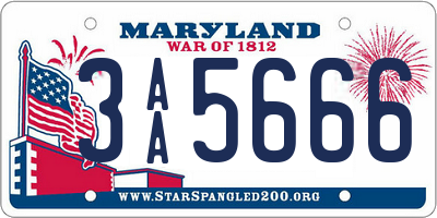 MD license plate 3AA5666