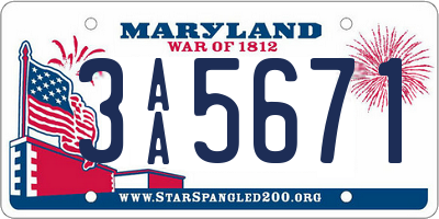 MD license plate 3AA5671