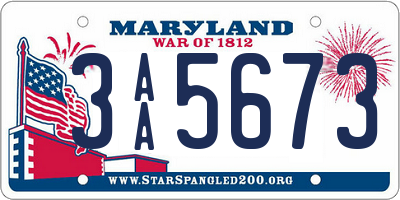 MD license plate 3AA5673