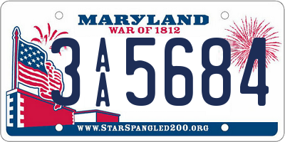 MD license plate 3AA5684