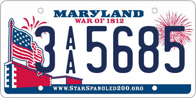 MD license plate 3AA5685