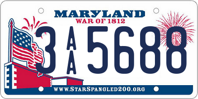 MD license plate 3AA5688