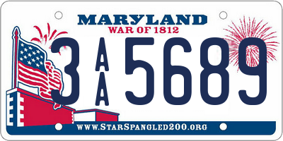 MD license plate 3AA5689