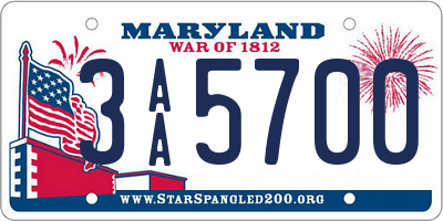 MD license plate 3AA5700