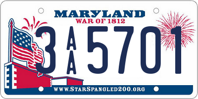 MD license plate 3AA5701