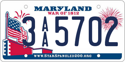 MD license plate 3AA5702