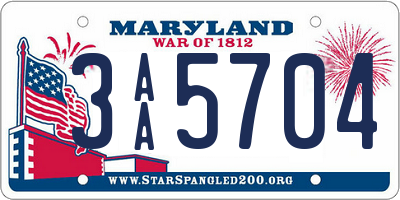 MD license plate 3AA5704