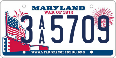 MD license plate 3AA5709