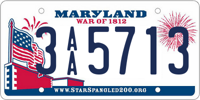 MD license plate 3AA5713