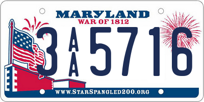 MD license plate 3AA5716