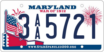 MD license plate 3AA5721