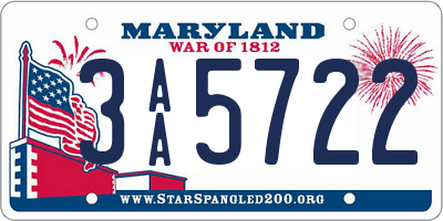 MD license plate 3AA5722