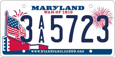 MD license plate 3AA5723